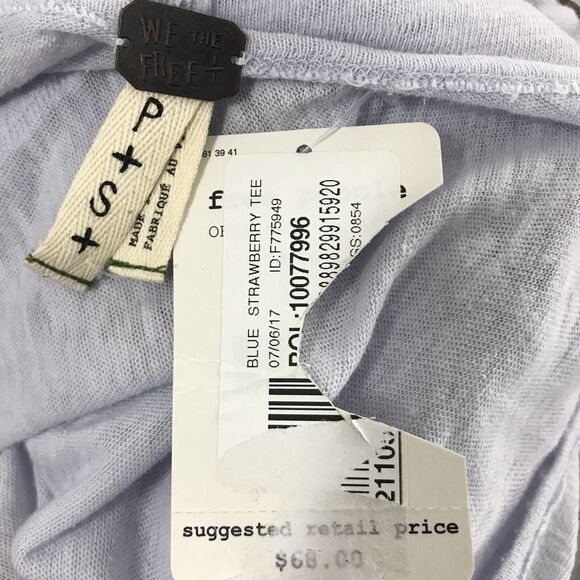 NWT FREE PEOPLE S We The Free Strawberry Ombré Linen Tee $68 coastal beachy - Picture 5 of 10